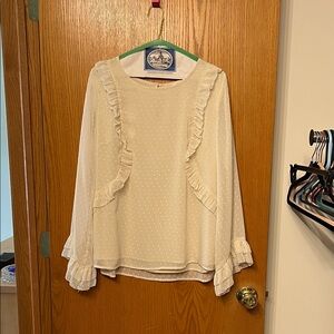 Skies Are Blue Cream Ruffle Blouse